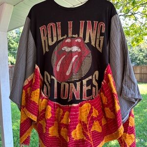 ROLLING STONES Upcycled Kantha Graphic Tee
